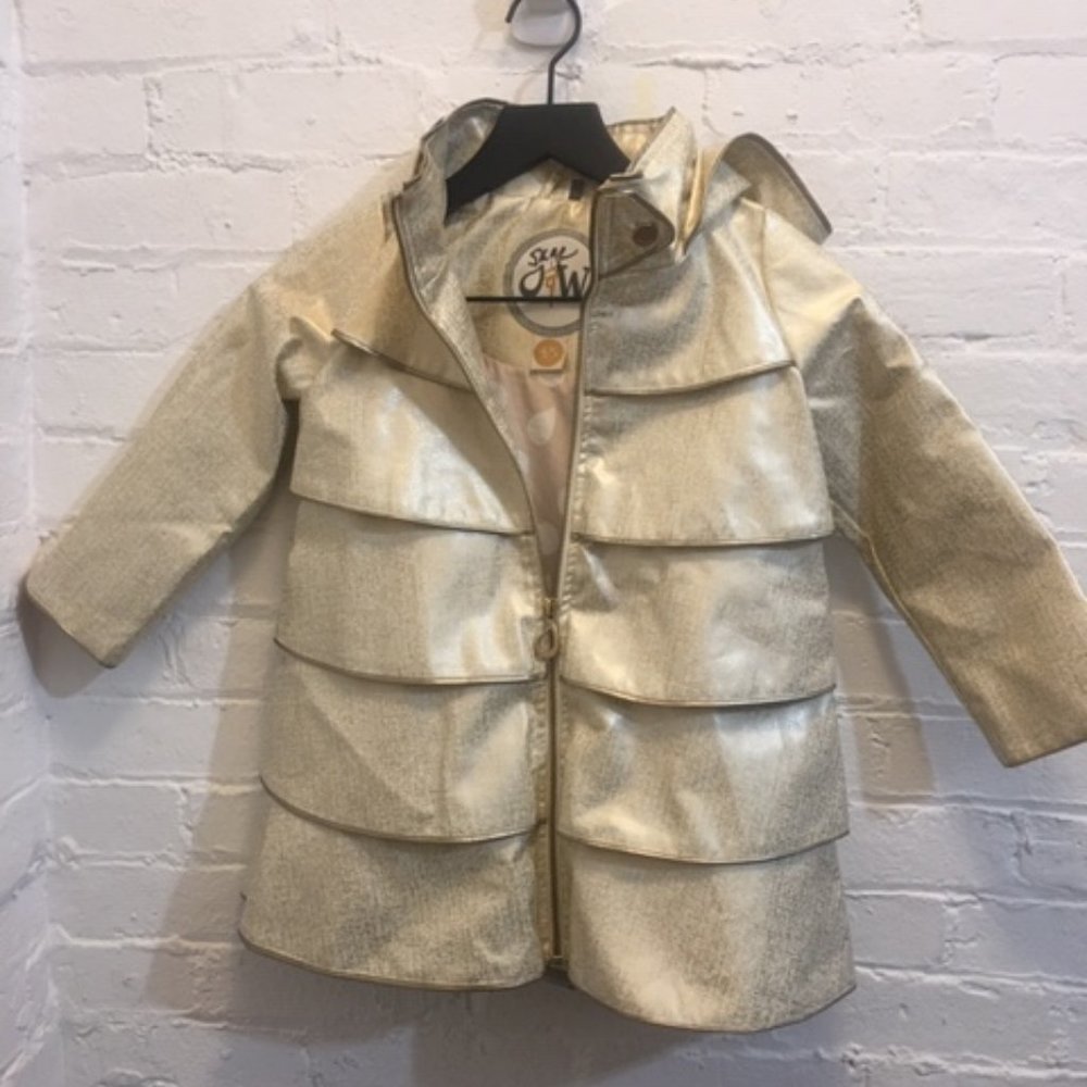 Gold Tiered Ruffle Raincoat